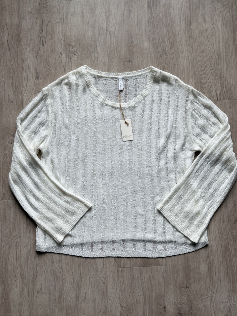 NWT Ribbed Lightweight Knit Scoop Neck Long Sleeve Size L